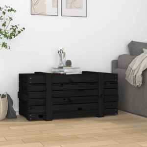 Cutie de depozitare, negru, 91x40,5x42 cm, lemn masiv de pin - V825002V - Img 3