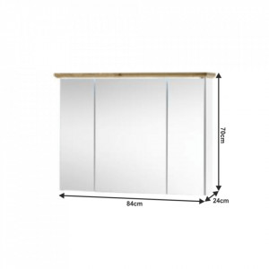 Dulap cu oglindă alb și stejar, 84x24x70 cm - TP264202 - Img 3