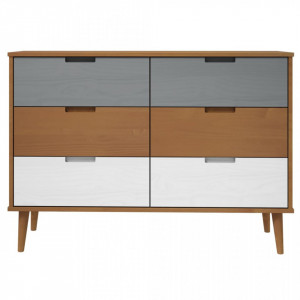 Dulap cu sertare , maro, 113x40x80 cm, lemn masiv de pin - V350507V - Img 4