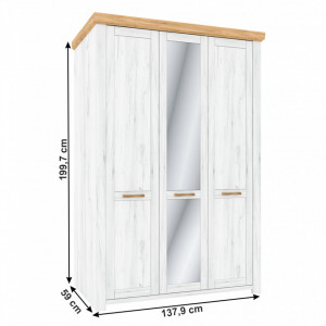 Dulap cu spaţiu pt. umeraşe , culoarea stejar craft auriu și culoarea stejar craft alb - TP264012 - Img 2