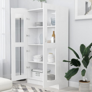 Dulap cu vitrina, alb, 82,5 x 30,5 x 150 cm, PAL - V802759V - Img 3