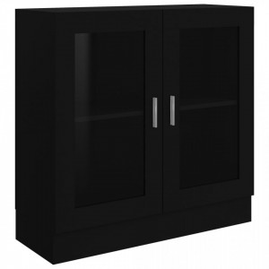 Dulap cu vitrina, negru, 82,5 x 30,5 x 80 cm, PAL - V802742V - Img 2