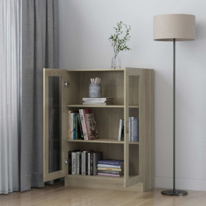 Dulap cu vitrina, stejar Sonoma, 82,5 x 30,5 x 115 cm, PAL - V802753V - Img 3