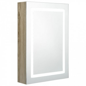 Dulap de baie cu oglindă și LED, stejar, 50x13x70 cm - V326492V