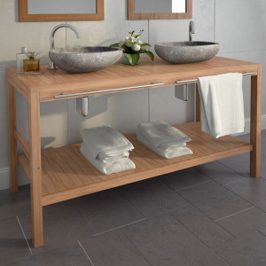 Dulap de chiuveta baie, lemn masiv de tec, 132 x 45 x 75 cm - V246493V