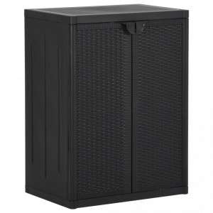Dulap de depozitare pentru grădină, negru, 65x45x88 cm PP ratan - V151236V - Img 2