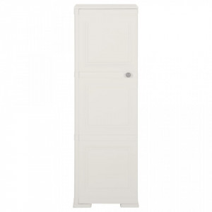 Dulap din plastic, 40x43x125 cm, alb, design de lemn - V340604V