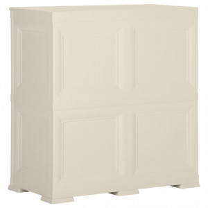 Dulap din plastic, 79x43x85,5 cm, crem, design de lemn - V340595V - Img 4