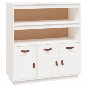 Dulap înalt, alb, 100x40x108,5 cm, lemn masiv de pin - V820163V