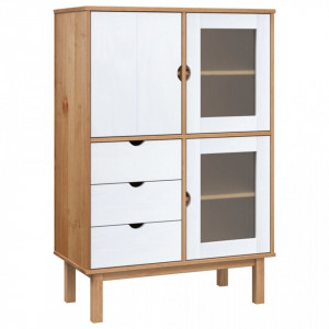 Dulap înalt, maro și alb, 85x43x125 cm, lemn masiv de pin - V351308V - Img 1