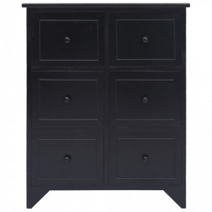 Dulap lateral cu 6 sertare, negru, 60x30x75 cm, lemn paulownia - V284098V - Img 3
