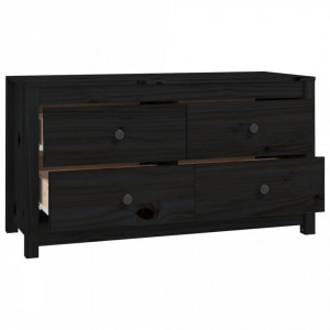 Dulap lateral, negru, 100x40x54 cm, lemn masiv de pin - V821778V - Img 3