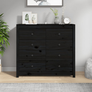 Dulap lateral, negru, 100x40x90 cm, lemn masiv de pin - V821773V - Img 2