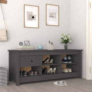 Dulap pentru pantofi, gri, 110x38x45,5 cm, lemn masiv pin - V814596V - Img 2