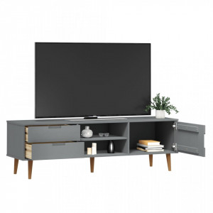 Dulap TV , gri, 158x40x49 cm, lemn masiv de pin - V350536V - Img 3