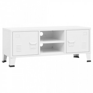Dulap TV industrial, alb, 105x35x42 cm, metal - V339619V