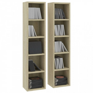 Dulapuri CD-uri, 2 buc., stejar Sonoma, 21x16x93,5 cm, PAL - V802699V - Img 3