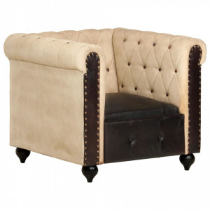 Fotoliu chesterfield, maro, piele naturala - V283753V