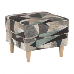 Fotoliu cu taburet, material maro-verde cu modele - TP211110 - Img 11