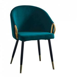 Fotoliu design, ţesătură de catifea smarald / crom auriu - TP297900 - Img 1