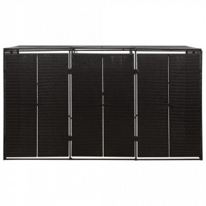 Magazie de pubele triplă, negru, 207x80x117 cm, poliratan - V319862V - Img 3