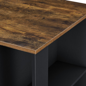 Masa bar Danderyd SH, 120 x 60 x 105,5 cm, PAL melaminat, negru, cu blat masa lemn stejar, cu trei rafturi - P73294021 - Img 3