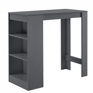 Masa-Bar elegant cu rafturi pentru bauturi Bristol, 110 x 50 x 103 cm, PAL, gri inchis - P66800605