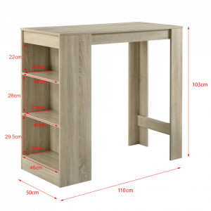 Masa-Bar elegant cu rafturi pentru bauturi Bristol, 110 x 50 x 103 cm, PAL, efect lemn stejar - P66800603 - Img 3