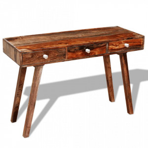 Masa consola cu 3 sertare, 76 cm, lemn masiv de sheesham - V242463V - Img 4