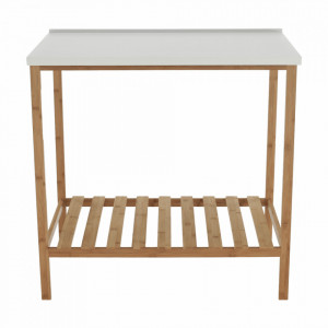 Masă cu raft, natural și alb, 82x80x49 cm - TP271361 - Img 3