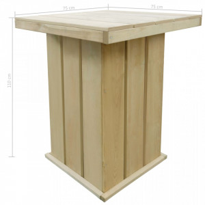 Masa de bar, 75 x 75 x 110 cm, lemn de pin tratat - V44910V - Img 2