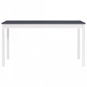 Masa de bucatarie, alb si gri, 140 x 70 x 73 cm, lemn de pin - V283400V - Img 3