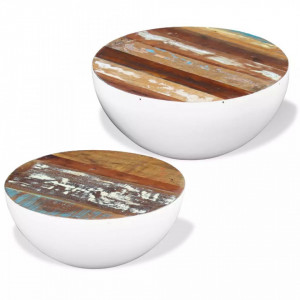 Masa de cafea din lemn reciclat de esenta tare, 2 buc. - V243351V
