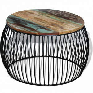 Masa de cafea rotunda, lemn reciclat de esenta tare, 68x43 cm - V243300V