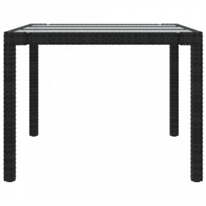 Masă de grădină,negru,190x90x75cm sticlă securizată & poliratan - V316712V - Img 4