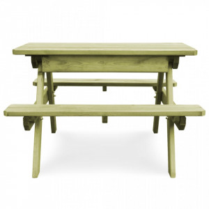 Masa de picnic cu banci, 90 x 90 x 58 cm, lemn de pin tratat - V45148V - Img 3