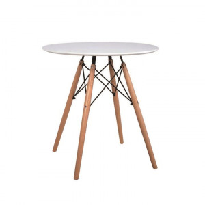 Masă dining, alb/fag, diametru 60 cm - TP229163 - Img 1