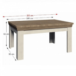 Masă extensibilă pentru dining, culoarea pin nordic/stejar sălbatic, 160-203x90 cm - TP86117 - Img 5