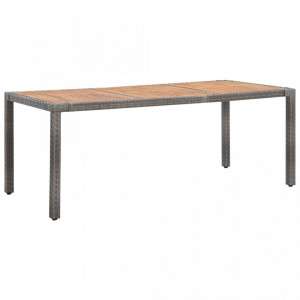 Masa gradina, gri, 190x90x75 cm, poliratan si lemn masiv acacia - V46108V