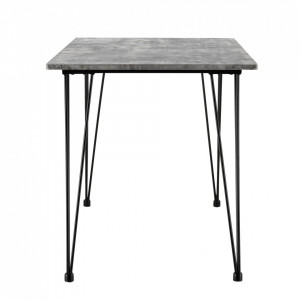 Masa Somalia design elegant efect lemn cu picioare hairpin ,120 x 70 x 75 cm, metal/MDF, negru/efect beton pentru 4 persoane - P63525280 - Img 3