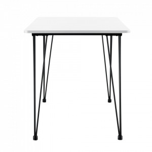 Masa Somalia design elegant efect lemn cu picioare hairpin ,120 x 70 x 75 cm, metal/MDF, negru/alb pentru 4 persoane - P63525279 - Img 3