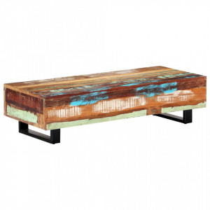 Masuta de cafea, 120 x 50 x 30 cm, lemn masiv reciclat si otel - V247912V