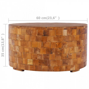 Masuta de cafea, 60 x 60 x 35 cm, lemn masiv de tec - V288811V - Img 3