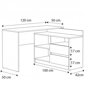 MBBIS4 - Birou pe colt, stanga/dreapta, 120 x 105 x 75 cm, masa de calculator cu 2 sertare, office - Sonoma - Img 2