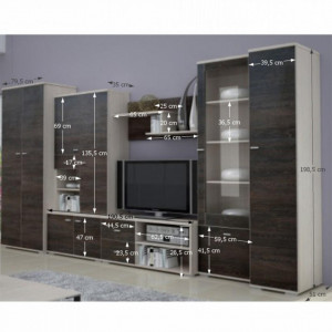 Mobilier living, culoarea frasin și stejar american, 370x51x199 cm - TP2025047 - Img 6