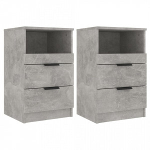 Noptiere, 2 buc., gri beton, lemn prelucrat - V811241V