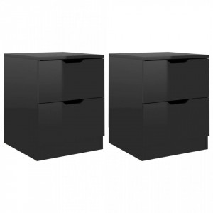 Noptiere, 2 buc, negru extralucios, 40x40x50 cm, lemn prelucrat - V326738V - Img 1