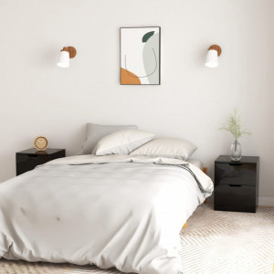 Noptiere, 2 buc, negru extralucios, 40x40x50 cm, lemn prelucrat - V326738V - Img 2