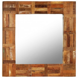 Oglinda de perete, lemn masiv reciclat, 60 x 60 cm - V246417V - Img 1