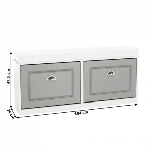 Pantofar, 2 compartimente, alb şi gri, 104x47x24 cm - TP289135 - Img 17